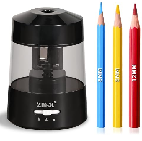 ZMOL Elektrischer Spitzer & Anspitzer, USB & Batteriebetriebener Bleistiftspitzer für Buntstifte (6-8mm), langlebige Klinge zum schnellen Anspitzen, für Klassenzimmer, Büro und Zuhause