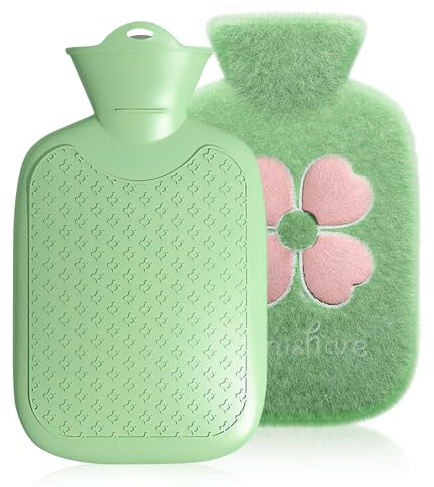 Hot Water Bottle, 2-in-1 Small Hot Water Bottle with Cover (Green)