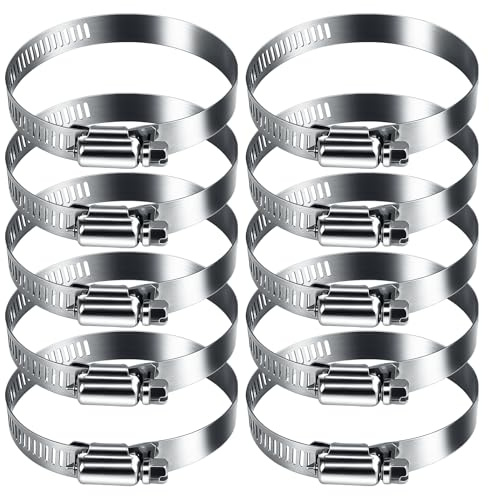 10x Schlauchschellen Edelstahl 46-70 mm, Rohrschelle rostfrei Einstellbare Schraubschellen Edelstahl 304 Trocknerbelüftungen, Rohren Auto, Industrie, Pool, Verbinden und Sichern von Rohrleitungen