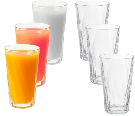 ADEPTNA Acrylic Plastic Tumblers Set of 6-600ml Reusable Drinking Glasses - BPA-Free, Transparent, Dishwasher Safe, Durable Unbreakable Cups for Water, Juice, Cocktails, Indoor/Outdoor Use (600ml)