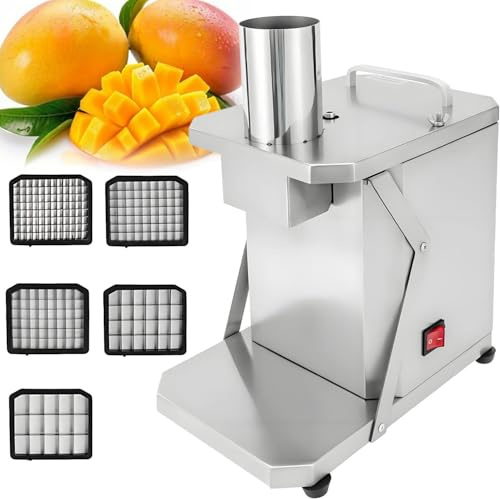 GLBMXDD Cortadora automática de cebollas y Patatas de 200 W, cortadora de Frutas y Verduras eléctrica, con Cuchillas de 6/8/10/12/15 mm para cebollas, Zanahorias, pepinos y jamón en Cubos.