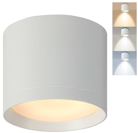 HCFEI Aufbauspot weiß - IP44 & flimmerfrei - Ø85x70mm - Aufputz Spots Decke inkl. 5W GX53 LED 230V 3000K/4000K/6500K - Deckenspots, Aufbaustrahler, Aufputz Deckenstrahler (Weiß, 1er Set)