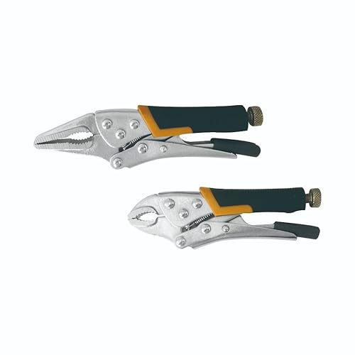 Set 2 Mini Pinze Autobloccanti Professionali 10,5cm e 12,5cm Acciaio Forgiato Ganasce Curve Impugnatura Soft Antiscivolo
