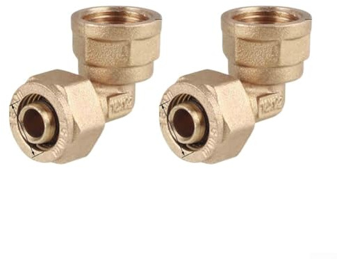 2 raccordi filettati in ottone per tubi in alluminio-plastica per sistemi solari e HVAC (6 punti)
