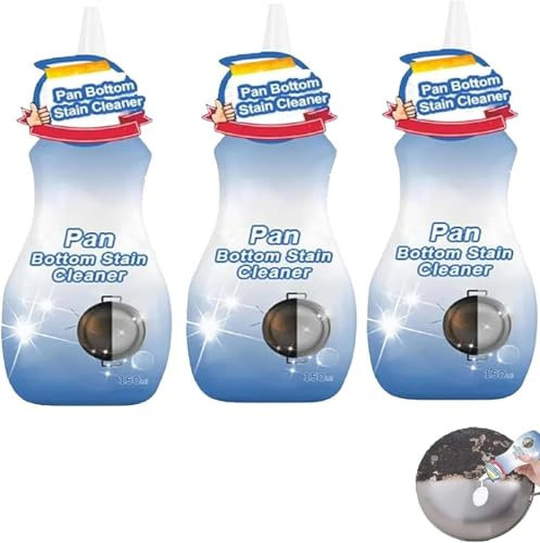 Limpiador de manchas para fondos de sartenes, limpiador de ollas para fondos de sartenes, espuma para manchas de aceite pesado, acero inoxidable doméstico, para limpiar ollas y sartenes.,3pcs
