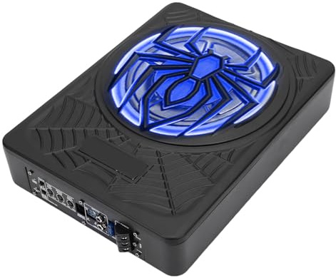 Tbest 10 Inch 1250W Car Subwoofer Slim Active Powered Underseat with Built in Amplifier Remote Control for Deep Bass Sound Trucks SUVs