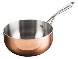 Vogue Tri Wall Copper Flared Saute Pan 200 mm/1.8 Litre, Material: Aluminium/Steel/Copper Tri-wall - Induction Hob, Gas, Electric & Solid Top Compatible, CM677