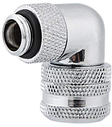 G1 / 4 Gewinde Winkeladapter,ASHATA PC Wasserkühlung Messing 90 Grad Winkel Drehrohrverschraubung Fitting Verbinder Adapter für 14mm Außendurchmesser PC Wasserkühlung (Silver)