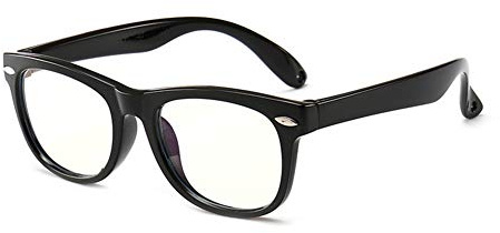 Ototon Lunettes Anti Lumière Bleue pour Enfant Rectangulaire Cadre Anti Fatigue Protection UV Ordinateur Tablette Game pour Garçons Filles (Noir)