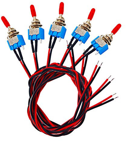 Senven 5pcs professionnelle mini commutateur à bascule avec pré-câblé, sur-arrêt à 2 positions 3 broches 3v / 5v / 12v / 220v / 240v pour voitures, camions, bateaux - 3a 250vac / 6a 125vac