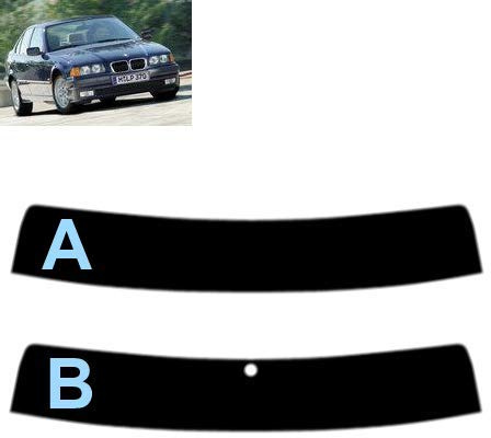 Sonnenblendstreifen für 3er E36 4-Türen Limousine 1991-1998 Passgenaue Tönungsfolie (05% Tiefschwarz, A)