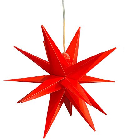 LED Weihnachtsstern 3D Ø 25 cm, Rot, inkl. Leuchtmittel + Timer, 5m Kabel