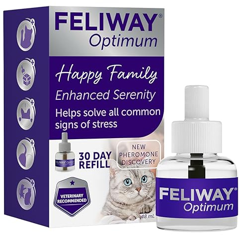FELIWAY Optimum 30 Day Cat Calming Odourless Refill for Pheromone Diffuser, 48ml - Helps Solve Signs of Stress in Cats & Kittens, Veterinary Recommended, Drug-free, Clinically Proven