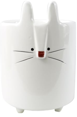 Leaf Pot de Fleurs Lapin en céramique Blanc 15 cm