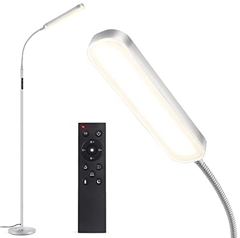 OUTON Lampada da Terra LED Dimmerabile, 12 W/1200 LM, Moderna Lampada da Lettura Regolabile con 4 Temperature di Colore, Telecomando e Controllo Touch, illuminazione per Soggiorno, Camera da letto