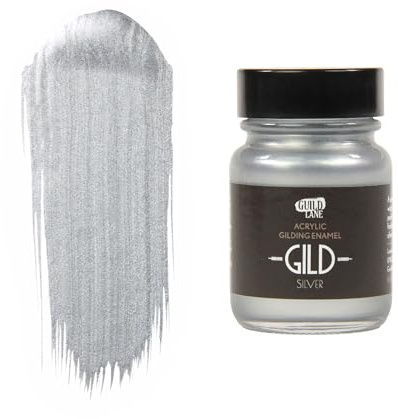 Guild Lane GILD Metallic Acrylic Enamel Paint - Silver - For Wood, Metal, Glass, Furniture & Crafts - Water-Based, Non-Tarnish Finish - 30ml Jar - Made in Britain