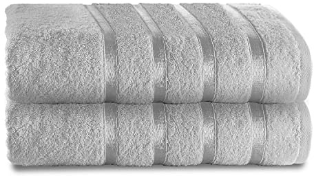 GC GAVENO CAVAILIA 500 GSM Luxury Bath Sheets, Extra Absorbent Premium Quality 2PK Large 100% Cotton Towels, Silver, 2PK