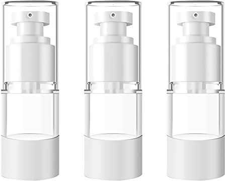 TIANZD 3 Stück 15ml Leer Airless Pumpspender Creme Spender Pumpflasche Kunststoff Kosmetik Vakuum Cremespender Transparente Reise Spenderflasche zum Befüllen Flasche für Gel Shampoo Lotion Creme