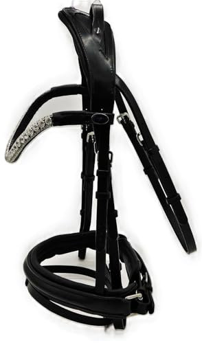 Relax Trense Minishetty Mini Shetty Minipony Genick Patches Glitzer Stirnriemen Tysons Zaum mit oder ohne Sperrriemen Schwarz (Minishetty)