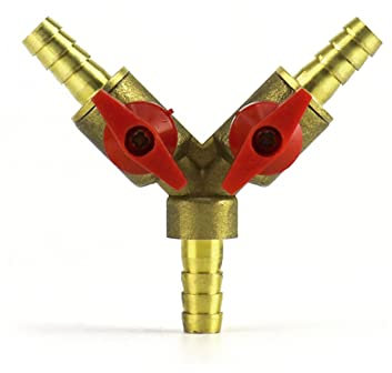 QWORK® - Connettore per Tubo a 3 Vie, Ottone e Lega di Zinco, 8 mm,valvola a Sfera a Y per Tubo spinato e Giunto del Rubinetto, Adattatore per Acqua, Gas, Olio