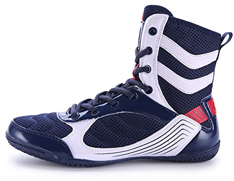 LZQpearl Stivali da Boxe, Scarpe Wrestling Superiori, Uomo Donna Scarpe da Ginnastica, Scarpe da Ginnastica per da Combattimento L'allenamento MMA Muay Thai Arti Marziali (43 (8 UK),Blue)