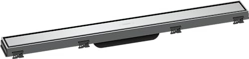 hansgrohe Fertigset Duschrinne RainDrain Match, Abflussrinne 700mm, Bodenablauf Dusche mit höhenverstellbarem Rahmen, Chrom