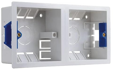 Litt up 2 Gang Dry Lining Back Box 35mm and 2 Gang Double 10mm Depth Rectangular Spacer Frame LITT35mm+WHTSPACER