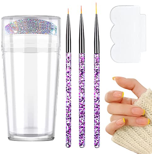 Clear Silicone Jelly Stamper with Scraper Transparent Nail Stamper Double Sided Nail Art Stamper for French Tip Nails Design Tools Manicure Tools