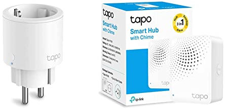 TP-Link Tapo Nano Smart WLAN Steckdose Tapo P115 mit Energieverbrauchskontrolle & Tapo Smart Hub mit Klingelton Tapo H100, für Sensoren/Schalter Tapo, verbinde bis zu 64 Smart-Geräte, 19 Klingeltöne