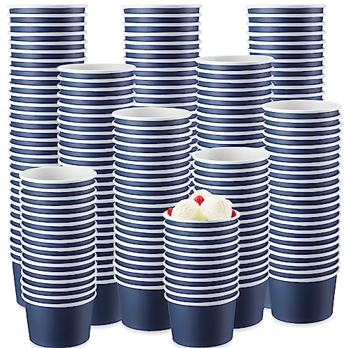 Didaey 100 Pcs Paper Ice Cream Bowls Disposable Dessert Cups Yogurt Sundae Containers Disposable Yogurt Dessert Bowls for Food, Party Supply, Soup, Ice Cream, Blue(5 oz)