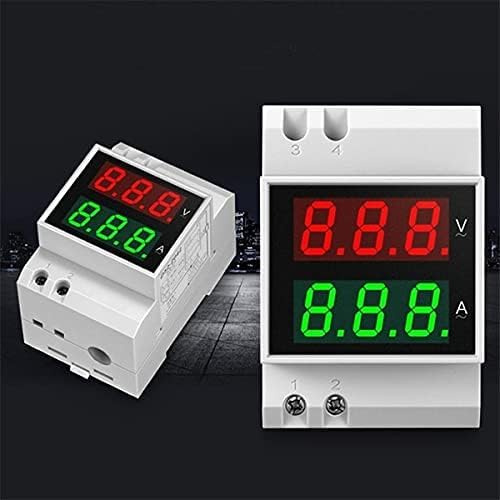ECI ELETTROFORNITURE Voltmetro Amperometro LED AC80-300V / 0.2-99.9A Doppio Display per DIN-RAIL (D52-2042)