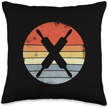 Rolling Pins Sketch Vintage Look Throw Pillow