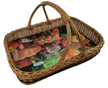 Weidentablett mit Querstange 50x35x29 cm Rechteckig Braun