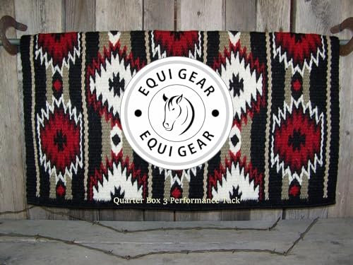 EQUIGEAR Western Show Horse Satteldecke aus neuseeländischer Wolle, Western-Design, handgefertigte Satteldecke, Wollpolster, Sensor Flex (Anpassung möglich), WZ88 (34x34)
