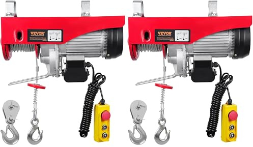 VEVOR Treuil à Câble Électrique 1000 kg Palan Électrique avec Télécommande Filaire 4 m Treuil-Palan 1600 W 10 m/min Hauteur de Levage Câble Simple 12 m Moteur Cuivre Pur pour Garages Entrepôts Usines