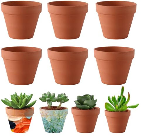 TGKYK Vasetti Terracotta Piccoli, 6 Pezzi 10cm Vaso Terracotta, Vasi in Terracotta con Foro di Drenaggio, Vasi Terracotta per la Coltivazione di Piante, Decorazione Interna ed Esterna