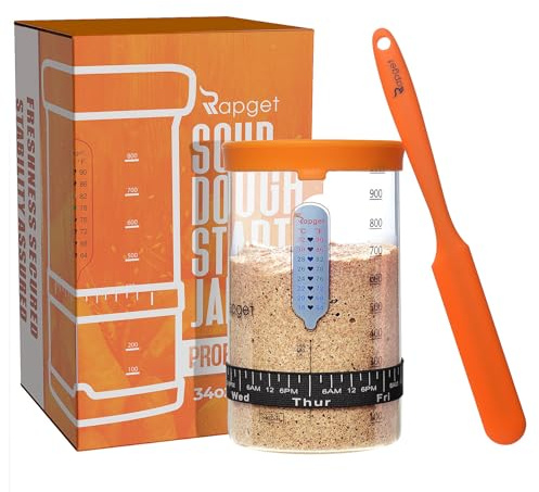 Sourdough Starter-Set, Sauerteig-Starterglas, L4 | Großes Fassungsvermögen, Datumsanzeige, Thermometer, Sauerteigschaber, Sauerteigbehälter