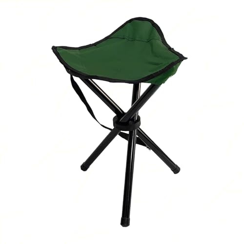Sicignano | Sgabello Pieghevole Basso da Pesca Campeggio Giardino per Esterni Portatile, Tessuto Oxford Verde, Facile da Portare, con Tracolla, Mini Sedia