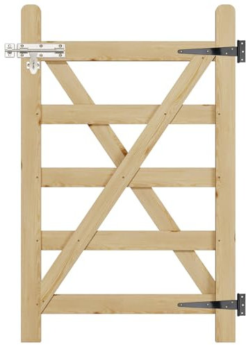 INMOZATA Garden Gate Wooden Pedestrian Gate with Gate Lock and Hinge, 2.5ft Wide x 4ft High (76cm Wide*120cm High)