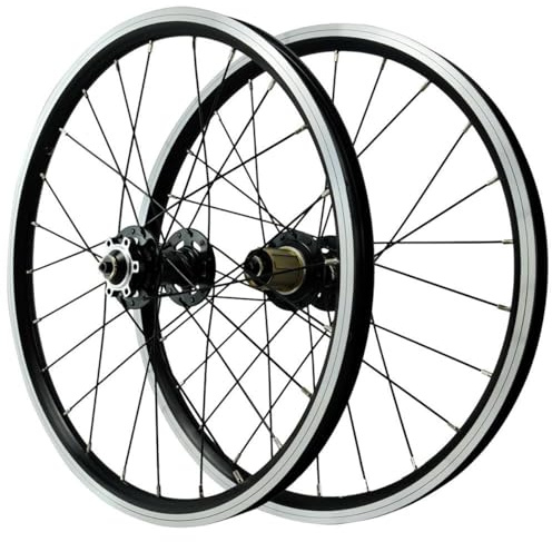 HZXQCVB Juego De Ruedas BMX 20in 406/451 Llantas De Aleación De Aluminio De Doble Pared QR Freno De Disco Bujes 24H Ruedas Delanteras Y Traseras Bicicleta De Montaña(Black,406)