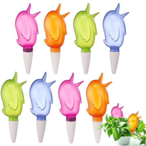 RUIYELE 8 Pack Self Watering Spike,Plant Watering Globes Automatic Drip Irrigation Self-Watering Stakes Moist Roots for Indoor Outdoor Plants,Bird Shape