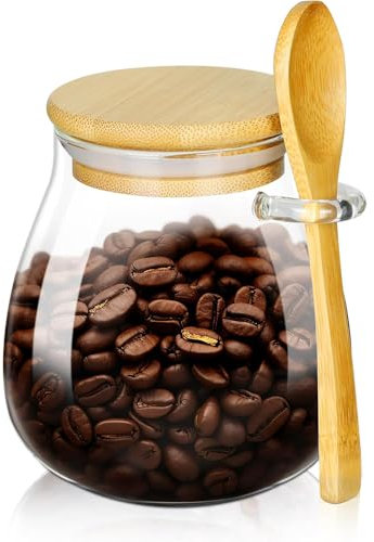 KAWAAN Barattoli Vetro con Coperchio, 600ML Contenitori Vetro Cucina, Barattoli Ermetici per Alimenti Tè Caffè Farina Cereali Fagioli