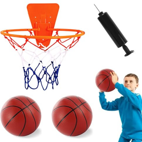 Mini Basketballkorb, Basketballkorb Indoor, Mini Basketballkorb fürs Zimmer, mit 2 Mini Basketball 16 cm und Luftpumpe, Basketballkorb Kinder für Büro und Zuhause
