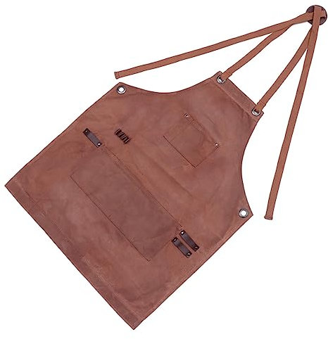 DEARMAMY Schürze Aus Gewachstem Canvas Arbeitsschürze Mit Taschen Für Die Gartenarbeit Vatertagsgeschenk