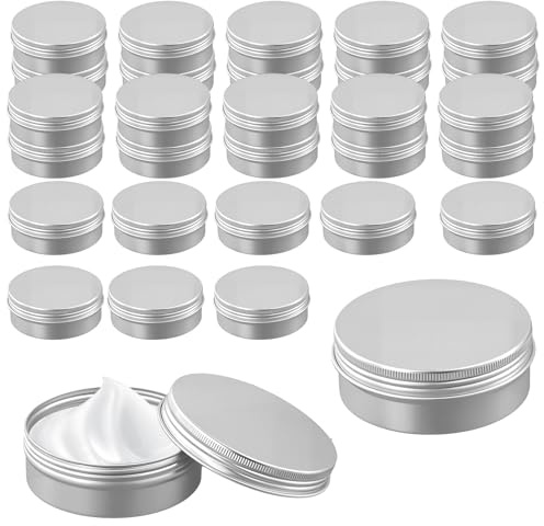 SENJEOK 30 PCS 120ml Aluminium Screw Top Tins with Lids, 4oz Silver Round Metal Tins Jar for Makeup, Candle Making, DIY Craft