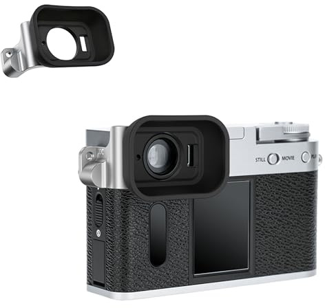 JJC Long Extend Width Soft Eyepiece Viewfinder Camera, Eyecup Compatible with Fujifilm X-Half Camera, Viewfinder Adaptation Camera Eye Sensor (Easy Install with Strap Eyelet, Strap can be Used) Silver