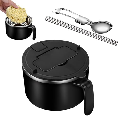 Dorm Home Bol à nouilles instantanées - Bol à ramen - 1200 ml - Avec anse - Grande capacité - Passe au lave-vaisselle - Pour pâtes, soupe, apéritif