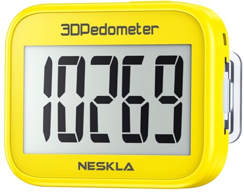 NESKLA 3D Pedometer for Walking, Simple Step Counter with Large Digital Display, Step Tracker with Removable Clip Lanyard, Accurately Track Steps for Men Women Kids Adults Seniors