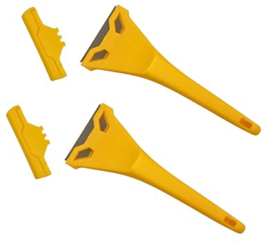 OPIROS Raschietto Multiuso Pz.2 Lama A Trapezio Impugnatura Antiscivolo Con Salvalama Rimozione Silicone Colla Adesivi Vernice Incrostazioni