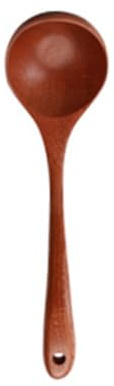 Cucharón de sopa de madera de ébano con mango largo para servir, cuchara grande y profunda con agujero para colgar para almacenamiento de cocina, 27 cm